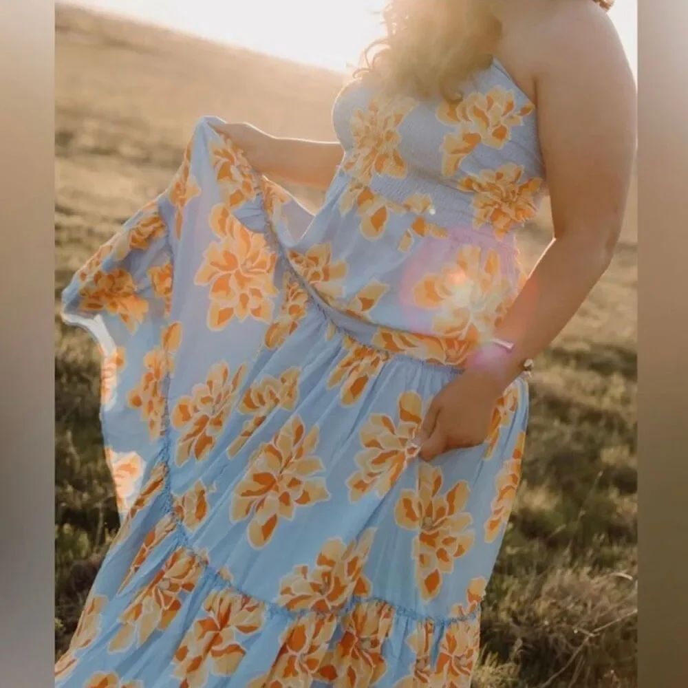Abel The Label for Anthropologie One Shoulder Floral Maxi Dress XL NEW Wedding G - Picture 9 of 9